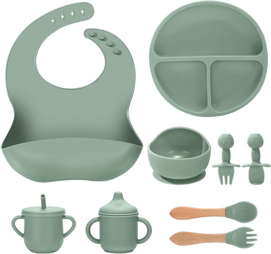 Green Silicone Baby Feeding Set